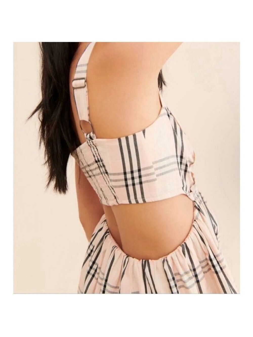 NWOT Free People $138 Plaid Cutout Mini Dress Size Small - Picture 4 of 7